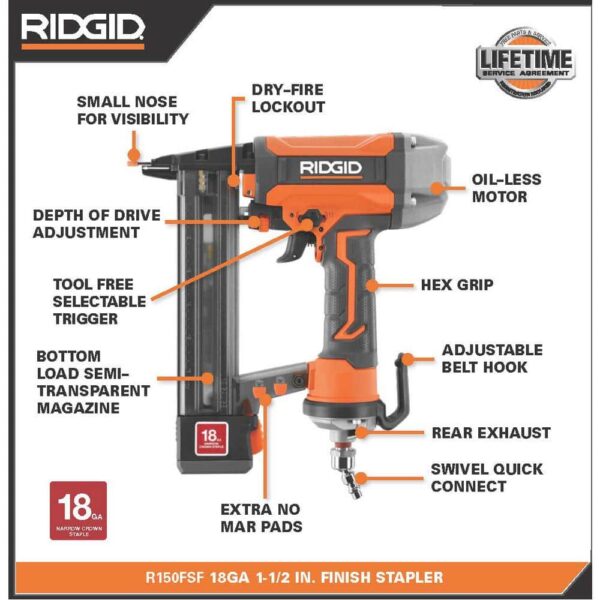 6 Gal. Portable Electric Pancake Air Compressor w/ 18GA Brad Nailer, 16GA Straight Finish Nailer, & 18GA Finish Stapler R69603FK - Image 6