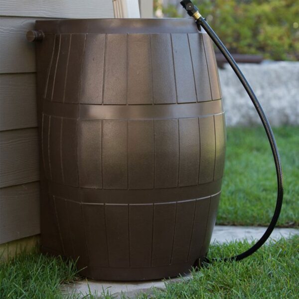 Outdoor RC4000 50 Gallon Outdoor Rain Water Catcher Barrel Container, Brown - Image 6