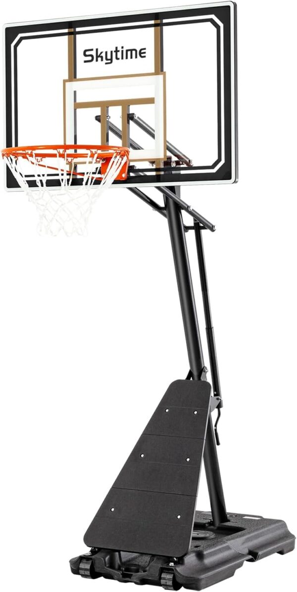 Basketball Hoop 48 Inch Backboard Portable Basketball Hoop Outdoor,5.3-10ft Stepless Regulation Crank Adjust Basketball Goal System - Image 3