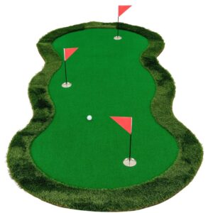 10x5FT Large Golf Putting Green with 3 Holes & 3 Flags