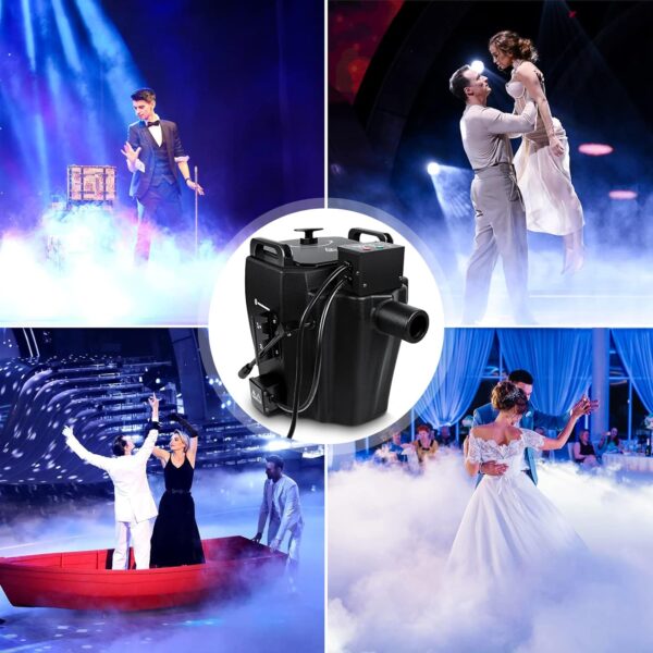 Dry Ice Fog Machine, 3500W Low Lying Fog Machine, Dry Ice Machine with Tube Nozzle High Density Fog Smoke for Wedding Party Events Stage Concert Club Performance DJ (Black) - Image 2