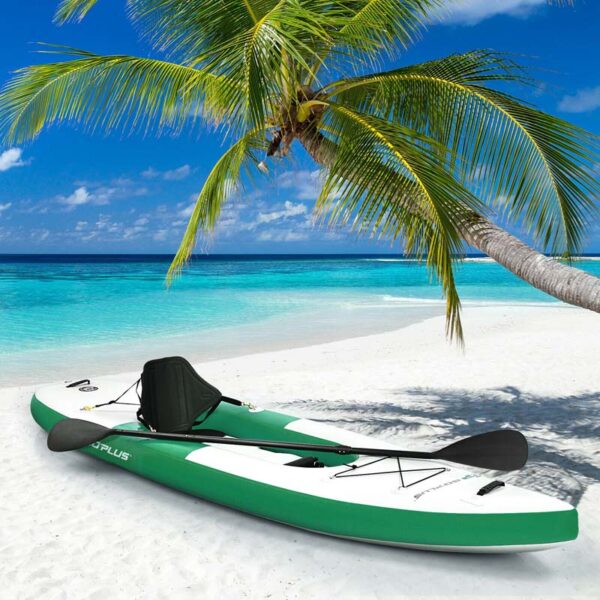 1-Person Inflatable Kayak with Hand Pump & Adjustable Aluminum Oars, 11FT Portable Canoe Boat Raft Kayaks for Fishing Touring - Image 4