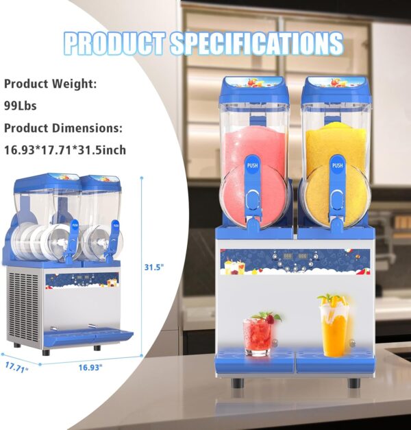 Commercial Slushy Machine - 1000W 30L Tanks Slush Maker Machine 304 Stainless Steel Commercial Margarita Machines Efficient Cooling the Ideal Slushie Maker for Bars Cafes Restaurants - Image 30