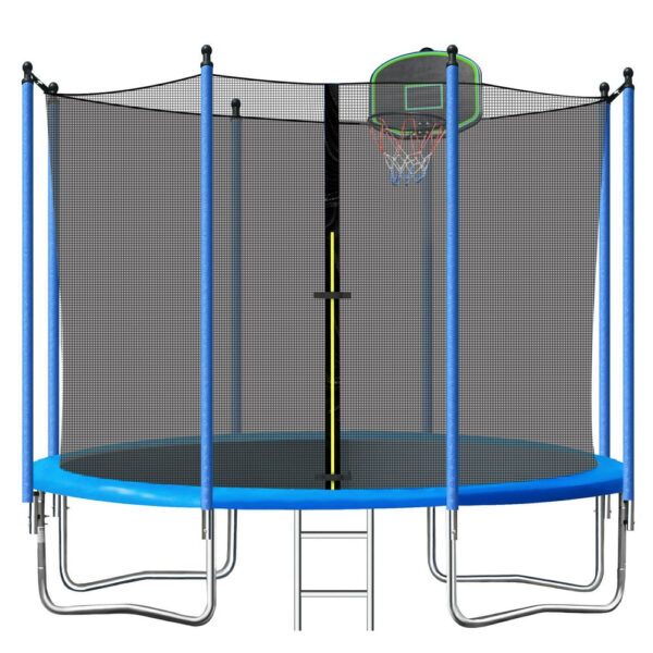10Ft Trampoline for Kids with Basketball Hoop and Enclosure Net/Ladder