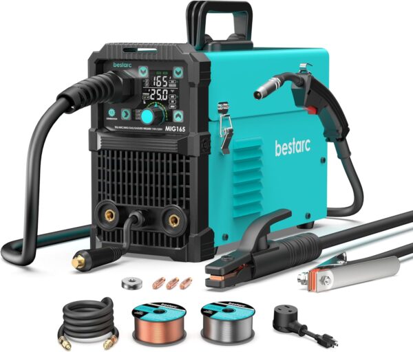 145A MIG Welder, 110V/220V Dual Voltage Gas/Gasless Flux Core MIG Welder/Lift TIG/Stick 3 in 1 Synergic MIG145 9GEN Welding Machine, Flux/Solid Welder Digital Screen Display - Image 4