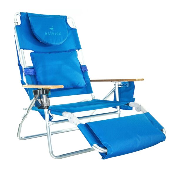 Ostrich Deluxe 3N1 Lightweight Outdoor Lawn Beach Lounge Chair w/ Footrest, Blue - Image 14