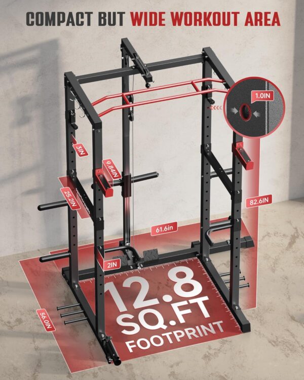 Sportsroyals Power Cage,1600lbs Multi-Function Power Rack with Adjustable Cable Crossover System and More Training Attachment, Weight Cage for Home Gym - Image 3