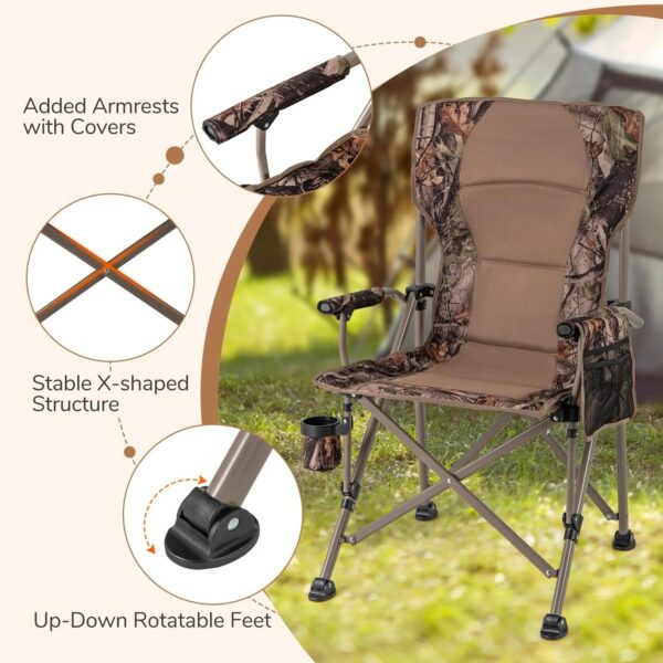 400 LBS Support Lawn Chair with Armrests with Covers - Image 5
