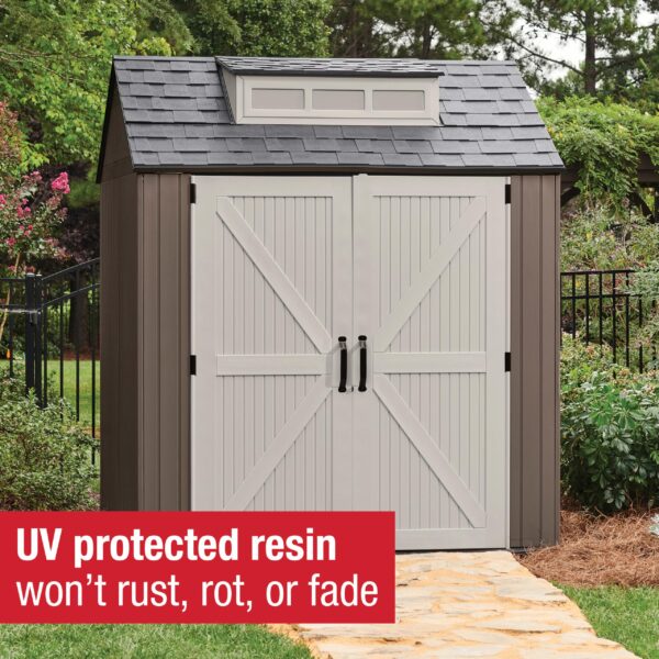 Extra Large Resin Outdoor Storage Shed With Floor (7 x 10 Ft.), Weather Resistant, Brown, Organization for Home/Lawn Mower/Backyard Equipment/Bike Storage/Pool Supplies - Image 42