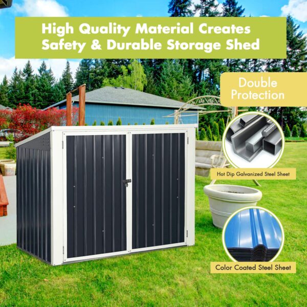 Outdoor Storage Shed 6' x 3', Multi-Purpose Galvanized Steel Garbage Cans Box - Image 2