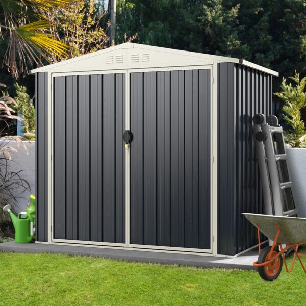 Metal Outdoor Storage Shed, Snap-on Structures for Efficient Assembly, All-Weather Color Steel Utility Storage House - Image 22