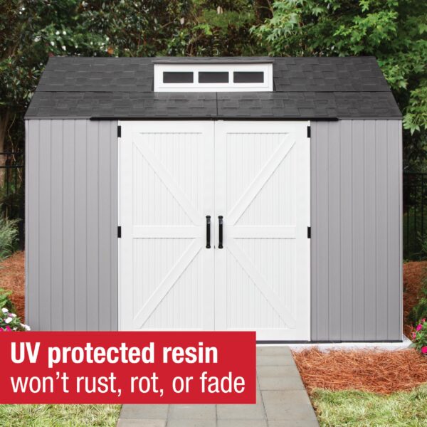 Extra Large Resin Outdoor Storage Shed With Floor (7 x 10 Ft.), Weather Resistant, Brown, Organization for Home/Lawn Mower/Backyard Equipment/Bike Storage/Pool Supplies - Image 47
