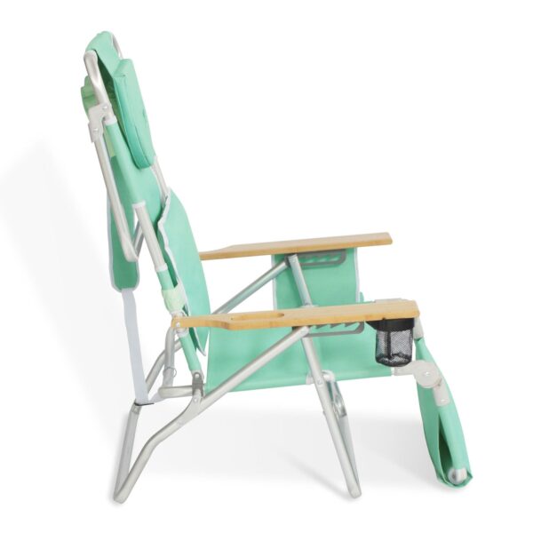 3N1 Lightweight Outdoor Lawn Beach Lounge Chair w/Footrest, Teal - Image 8