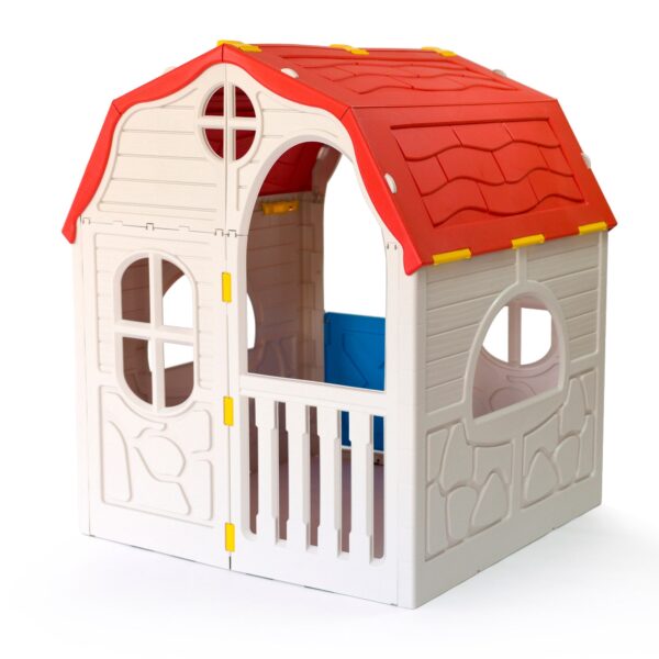 Quality Products Kid's Cottage Foldable Plastic Toddler Outdoor Playhouse