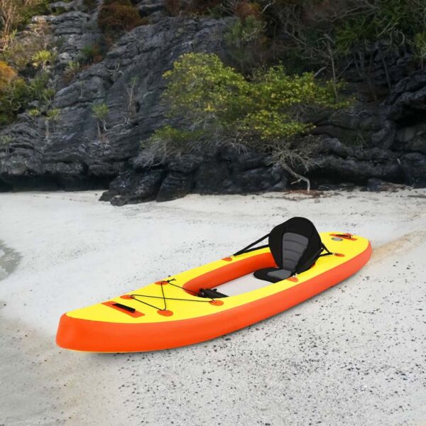 1-Person Inflatable Kayak for Touring & Fishing with Adjustable Aluminum Oars, 11FT Portable Recreational Rowboat Canoe Raft - Image 4