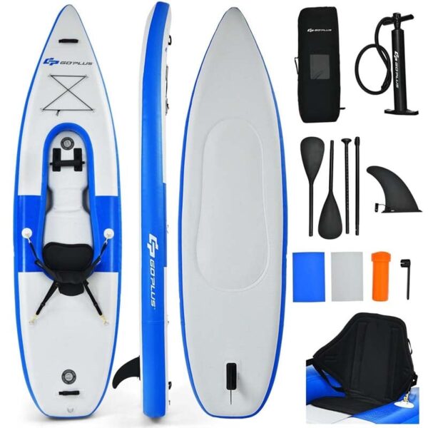 1-Person Inflatable Kayak with Hand Pump & Adjustable Aluminum Oars, 11FT Portable Canoe Boat Raft Kayaks for Fishing Touring - Image 15