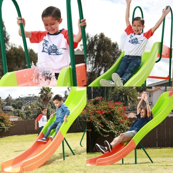 Outdoor Playground Slide, Big Backyard Freestanding Plastic Slide, 10 ft Outdoor Swing Set Slide for Kids Ages 4-8 - Image 2