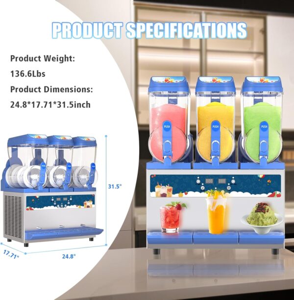 Commercial Slushy Machine - 1000W 30L Tanks Slush Maker Machine 304 Stainless Steel Commercial Margarita Machines Efficient Cooling the Ideal Slushie Maker for Bars Cafes Restaurants - Image 4