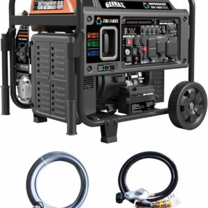 Peak Watt Tri Fuel Open Frame Inverter Generator,with ATS,Quiet Technology,CO Sensor,digital display and 50A,Ideal for Home backup,contruction site and RV Camping (GM10500XiT)