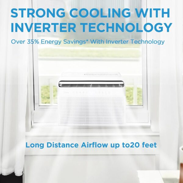 8,000 BTU U-Shaped Smart Inverter Air Conditioner – Cools up to 350 Sq. Ft., Ultra Quiet with Open Window Flexibility, Compatible with Alexa, 35% Energy Savings, Remote Control (Renewed) - Image 13