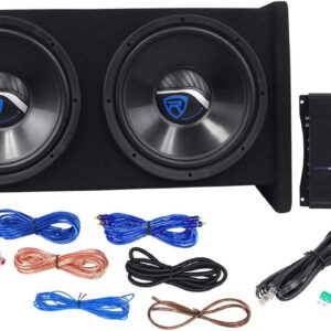 1200W Dual 12" Car Subwoofer Enclosure+Mono Amplifier+Amp Kit