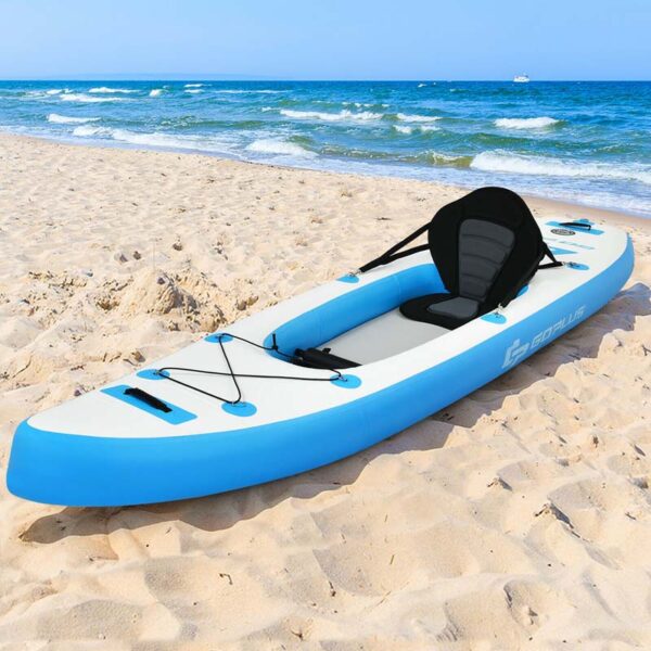 1-Person Inflatable Kayak for Touring & Fishing with Adjustable Aluminum Oars, 11FT Portable Recreational Rowboat Canoe Raft - Image 19