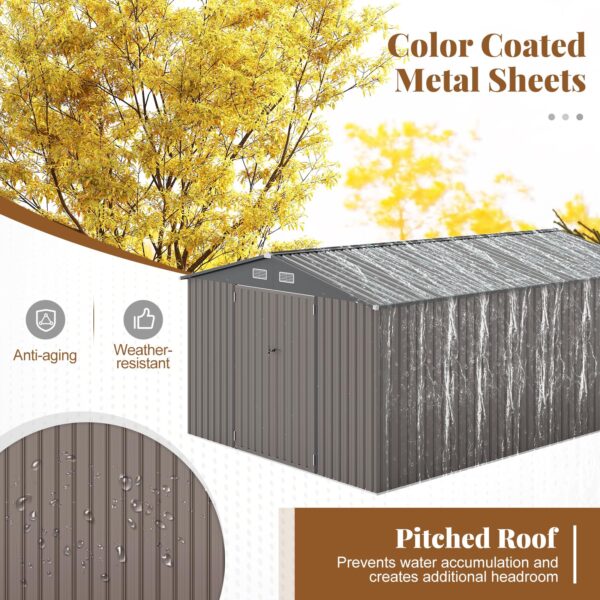 10 x 14 FT Outdoor Storage Shed with Improved Windproof Metal Structure - Image 7