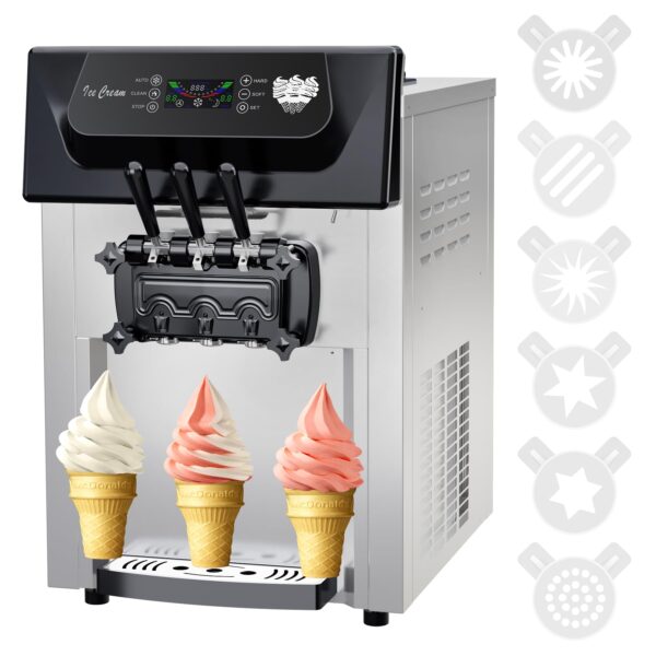 2200W Commercial Ice Cream Machine, 3 Flavor Soft Serve Ice Cream Machine, 5.3-7.4 Gal/Hr, with LCD Touch Screen, Automatic Cleaning, High Productivity for Home Snack Bar & Restaurants - Image 26