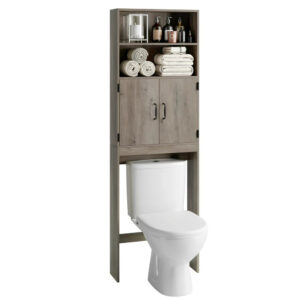 Rack, Bathroom Storage Cabinet over Toilet with 4-Tier Shelves and 2 Doors