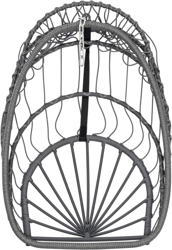 Indoor Outdoor Egg Hanging Chair with Stand, Patio Wicker Swing Egg Chair Indoor Swinging Chair Outdoor Hammock Egg Chair 350lbs Capacity for Patio Bedroom Balcony, Charcoal Grey (EG-001) - Image 10