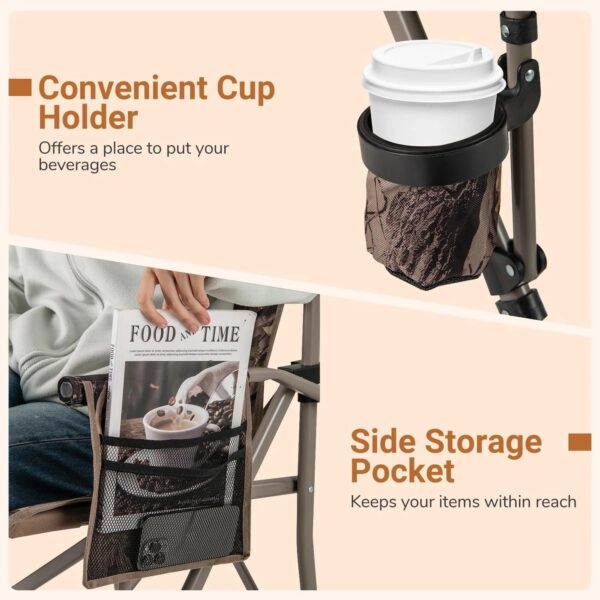 400 LBS Support Lawn Chair with Armrests with Covers - Image 2