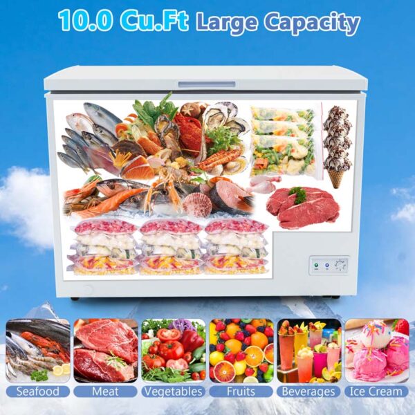 10 Cu.Ft. Chest Freezer Compact Deep Freezer with 7-Level Adjustable Temperature, Removable Basket - Image 7