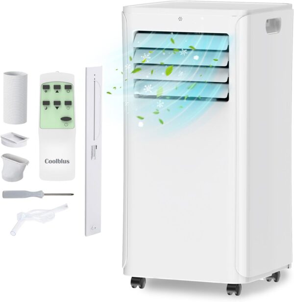 8500 BTU Portable Air Conditioners Cool Up to 360 Sq.Ft,3 IN 1 portable ac unit with Remote Control/LED Display/24Hrs Timer/Window Installation Kit & Screwdriver,White