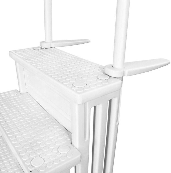 Ground Anti-Slip Pool Steps to Deck | Safety Swimming Pool Ladder | Designed for Above Ground Swimming Pools | Holds Up to 400 Pounds | White - Image 7