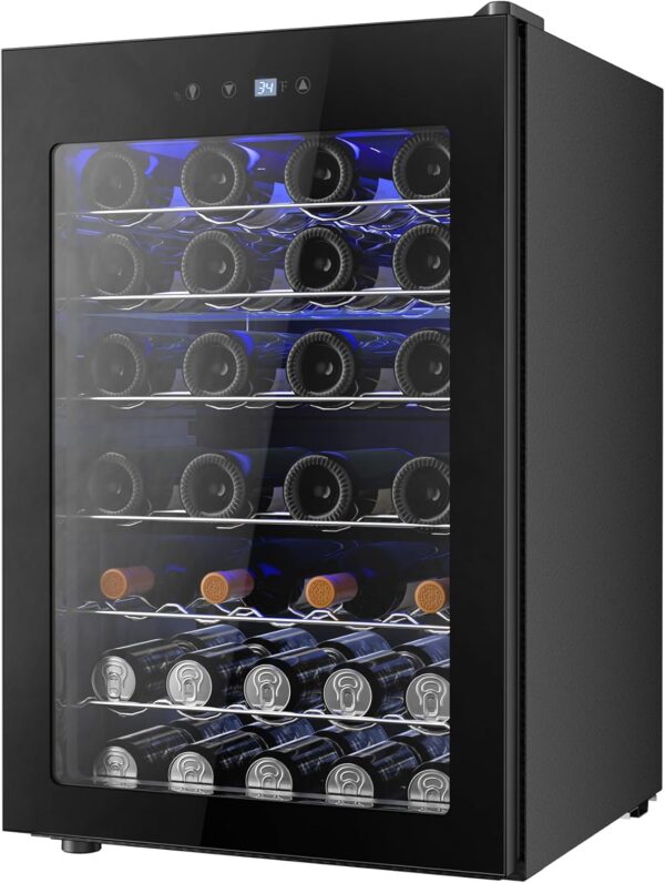Refrigerator Cooler - 126 Can Mini Fridge with Glass Door for Soda Beer or Wine, Beverage Cooler for Home, Office, Bar with Adjustable Removable Shelves, Silver - Image 3