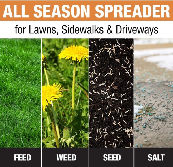 Buyers Products 3039632R Grounds Keeper Commercial Walk Behind Push Spreader, 100lb Capacity, For Salt, Ice & Snow Melt, Included Grate & Cover With Enclosed Gearbox for Protection - Image 3