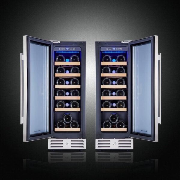 24 inch Wine Cooler, 46 Bottle - Dual Zone Built-in or Freestanding Fridge with Stainless Steel Reversible Glass Door, for Home, Kitchen, or Office. - Image 6