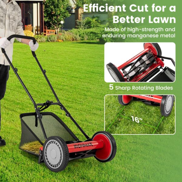 16 Inch Manual Lawn Mower for Yard, Garden - Image 2