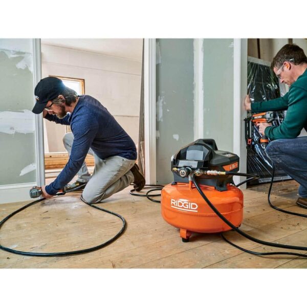 6 Gal. Portable Electric Pancake Air Compressor w/ 18GA Brad Nailer, 16GA Straight Finish Nailer, & 18GA Finish Stapler R69603FK - Image 12