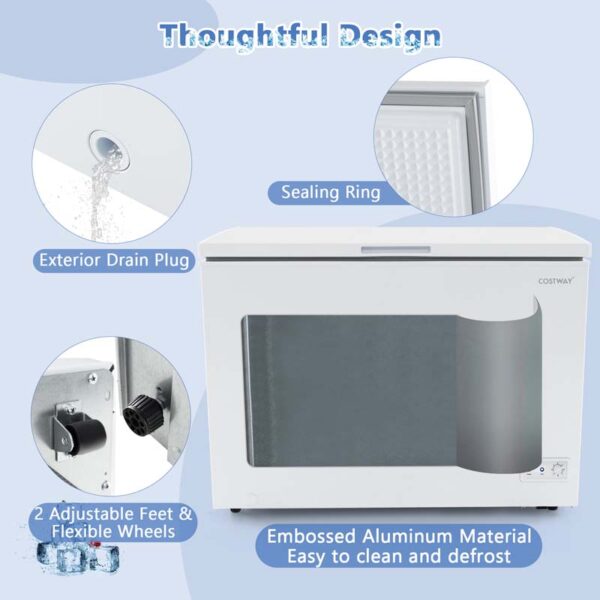 10 Cu.Ft. Chest Freezer Compact Deep Freezer with 7-Level Adjustable Temperature, Removable Basket - Image 4