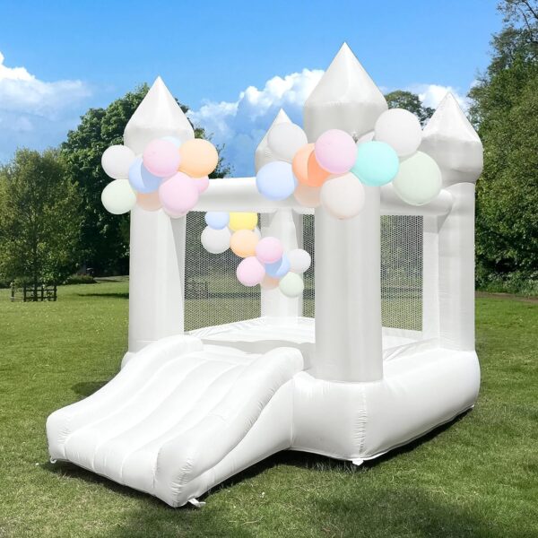 White Bounce House Indoor Outdoor Bouncy Castle for Kids 2-8 Oxford Toddler Bounce House with Slide Balloon & Blower,103 x 71 x 90 inch,Children's Birthday Party Easter Party Gifts - Image 4