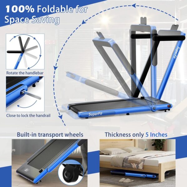 2 in 1 Under Desk Treadmill, 2.25HP Superfit Folding Treadmills for Home Office w/Smart - Image 5