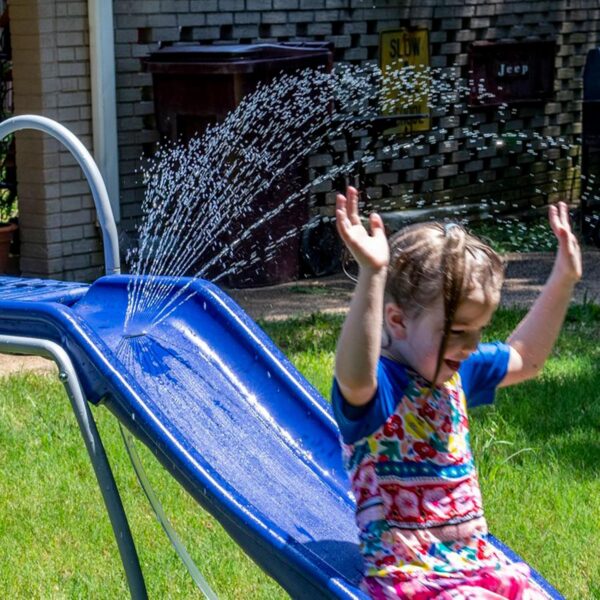 6 Foot Water Wave Slide with Built In Adjustable Sprinkler, Freestanding with Ground Pad and Hose Extension for Lawn Fun, Ages 3 to 8 - Image 3