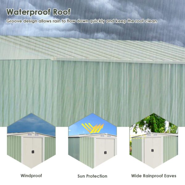 Galvanized Steel Outdoor Storage Shed 8.5X 8.5Ft Heavy Duty Tool House - Image 4