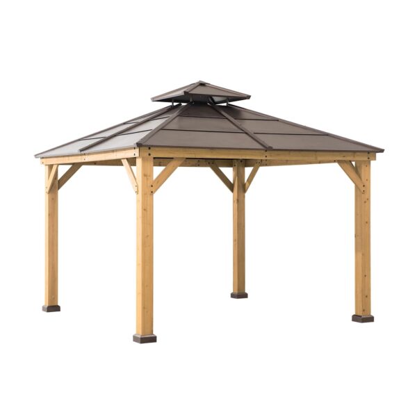 10 ft. x 10 ft. Cedar Framed Gazebo with Steel 2-Tier Hip Roof Hardtop - Image 7