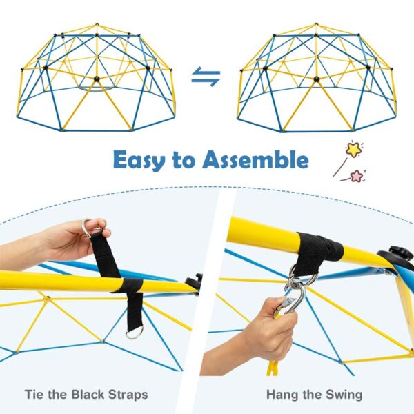 10 FT Geometric Dome Climber with Swing, Upgrade Jungle Gym Monkey Bar for Backyard, Outdoor Climbing Toys for Toddlers - Image 7