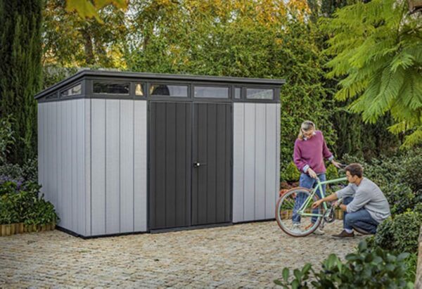 Keter Artisan 11x7 Modern Resin Outdoor Storage Shed Kit-Perfect to Store Patio Furniture, Garden Tools Bike Accessories, Beach Chairs and Lawn Mower, Grey & Black - Image 21
