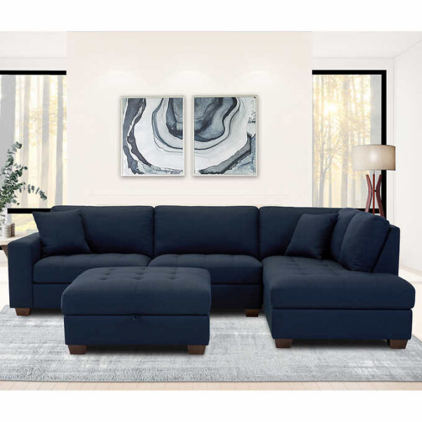 Thomasville Tisdale Fabric Sectional with Storage Ottoman - Image 18
