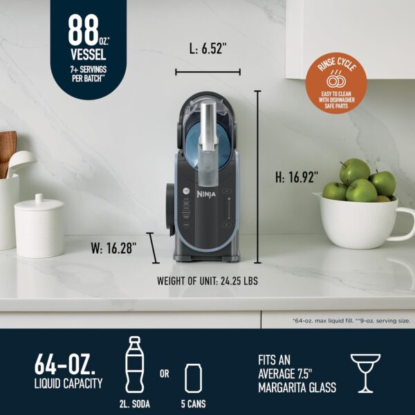 SLUSHi with RapidChill Technology, 88 oz. Frozen Drink & Slushie Machine, 5 Preset Programs, Margaritas, Frappés, and More, Premium Accents, Black, FS301 - Image 14