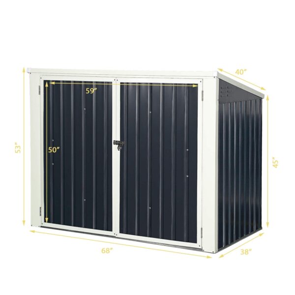 Outdoor Storage Shed 6' x 3', Multi-Purpose Galvanized Steel Garbage Cans Box - Image 9